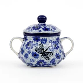 Cukiernica ceramiczna z uchwytami 035 h-9,5cm <br> 1443X Ważka w kwiatach